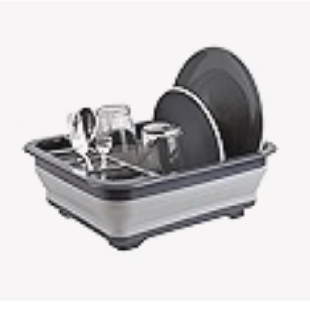 Collapsible Gray Silicone Dish Rack - Picture 3 of 5